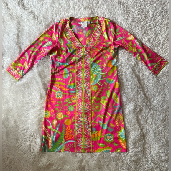 Gretchen Scott Designs Dresses & Skirts - Gretchen Scott Designs Pink and Green Floral Dress